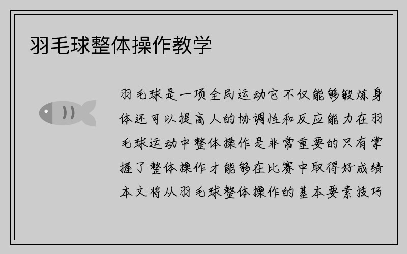 羽毛球整体操作教学