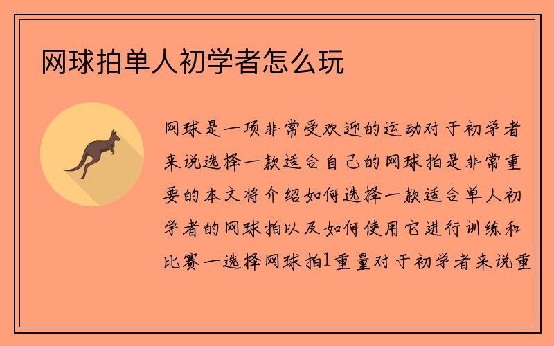 网球拍单人初学者怎么玩