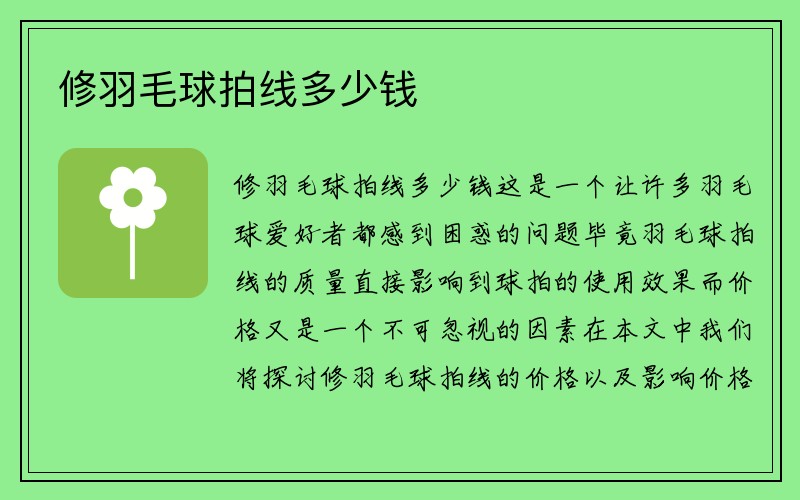 修羽毛球拍线多少钱