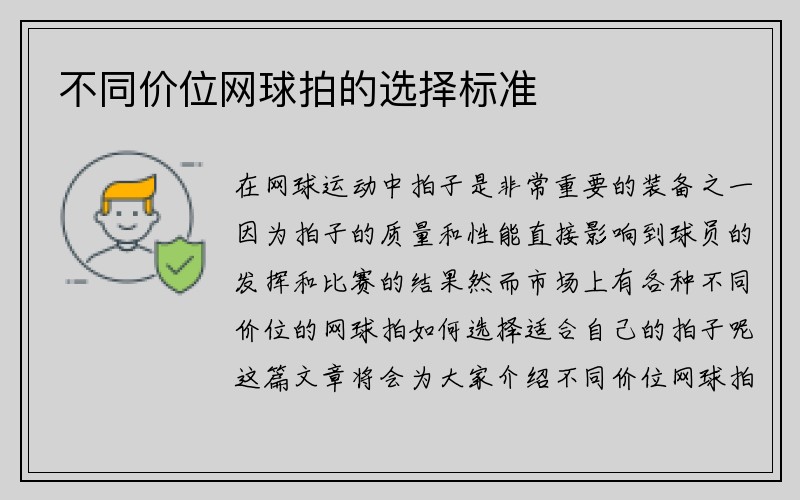 不同价位网球拍的选择标准